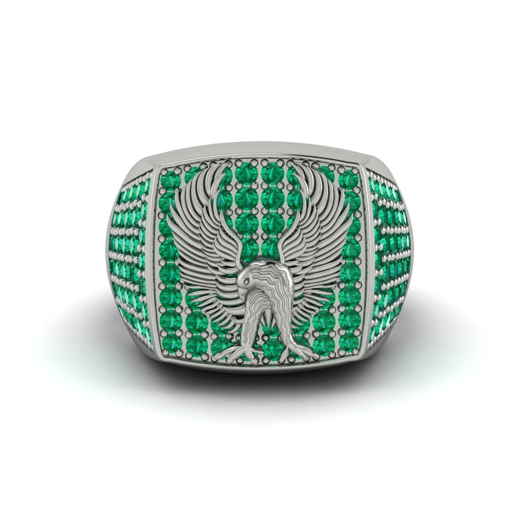 Emeralds Luxury Gold Eagle Ring - Sutton No. 6