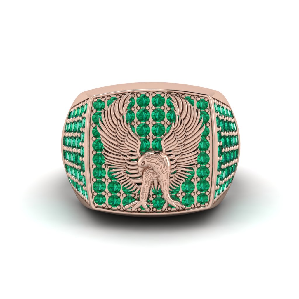 Emeralds Luxury Gold Eagle Ring - Sutton No. 5