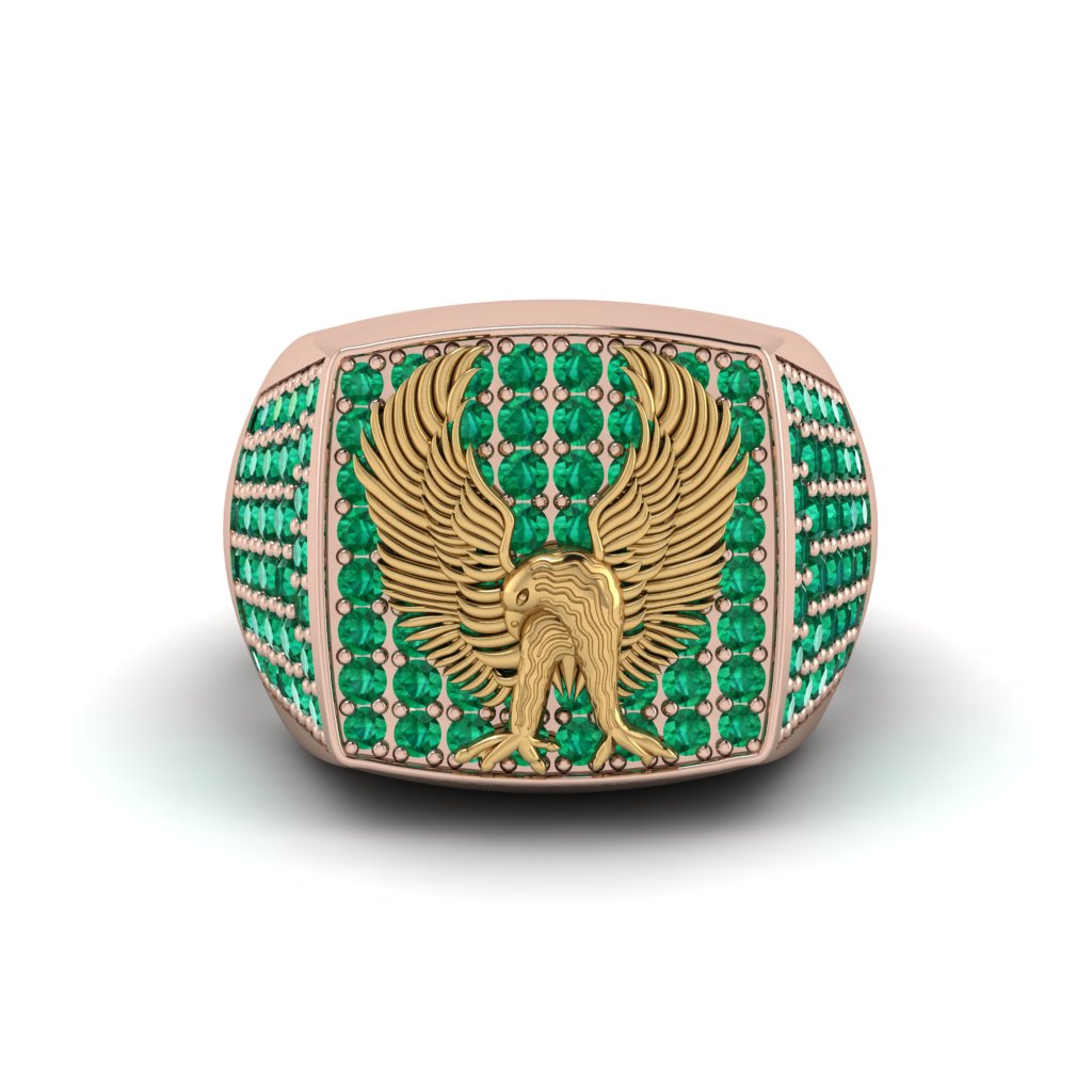 Emeralds Luxury Gold Eagle Ring - Sutton No. 20