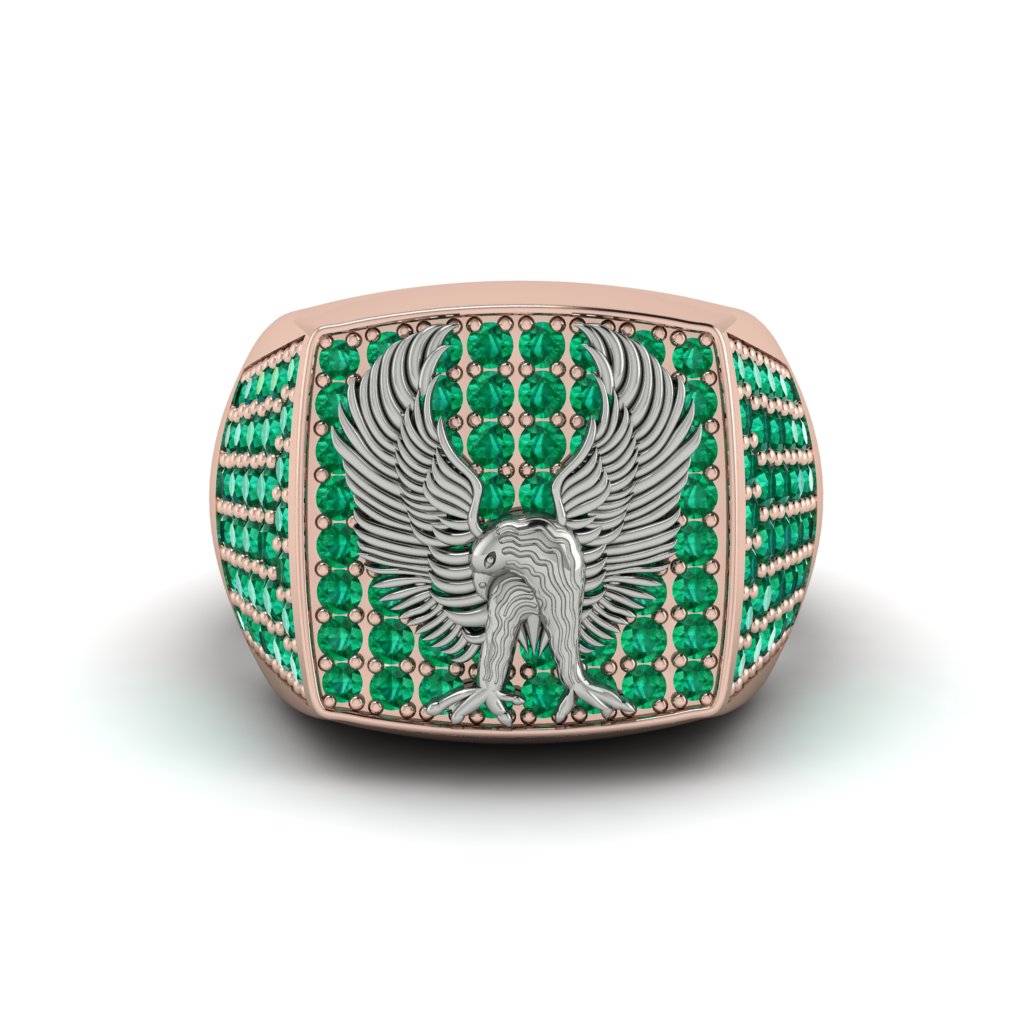 Emeralds Luxury Gold Eagle Ring - Sutton No. 35