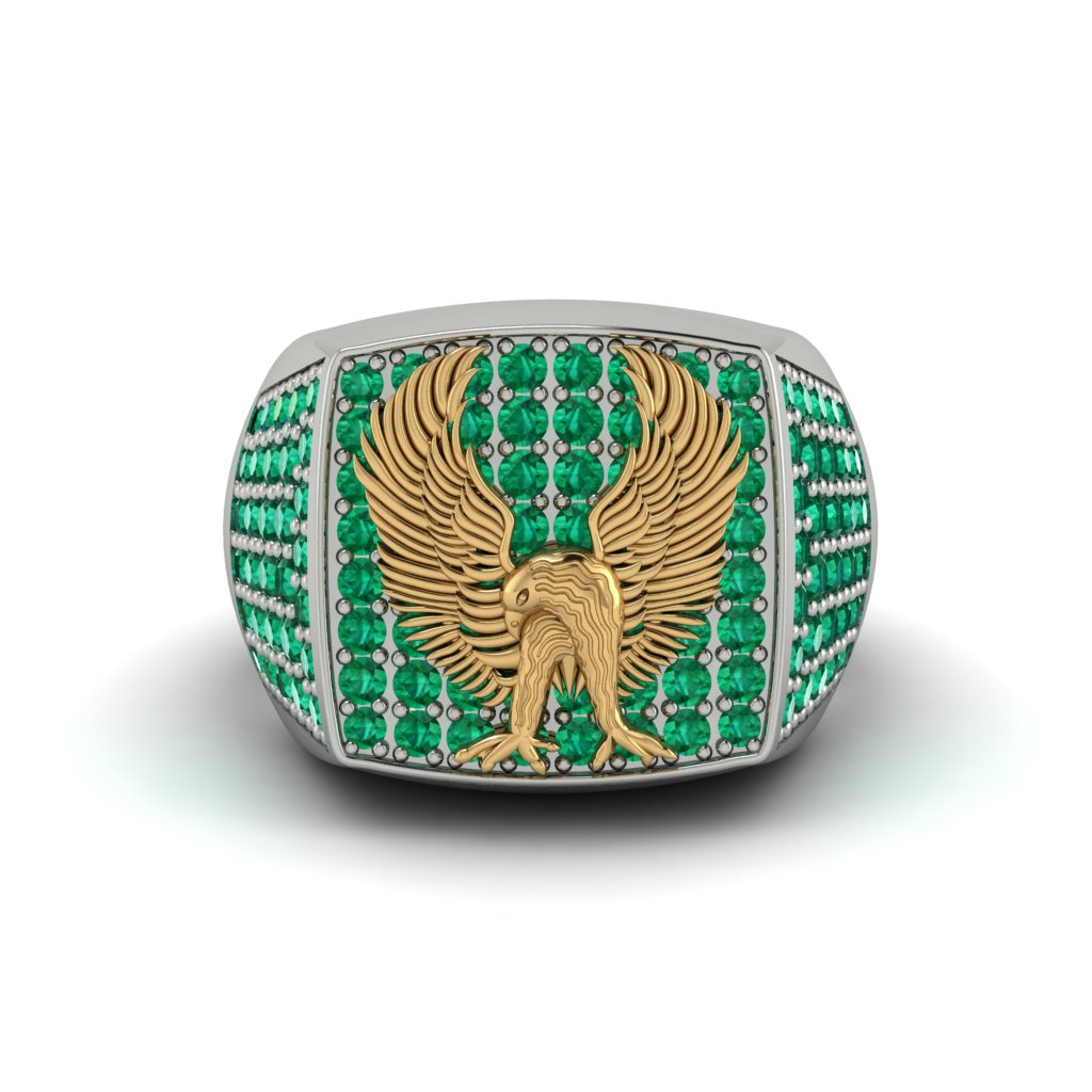 Emeralds Luxury Gold Eagle Ring - Sutton No. 21