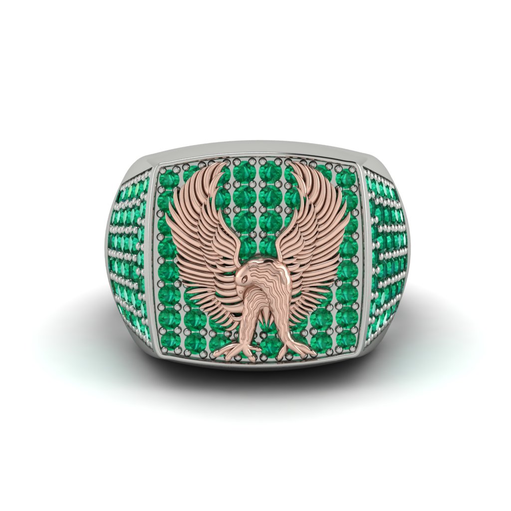 Emeralds Luxury Gold Eagle Ring - Sutton No. 36