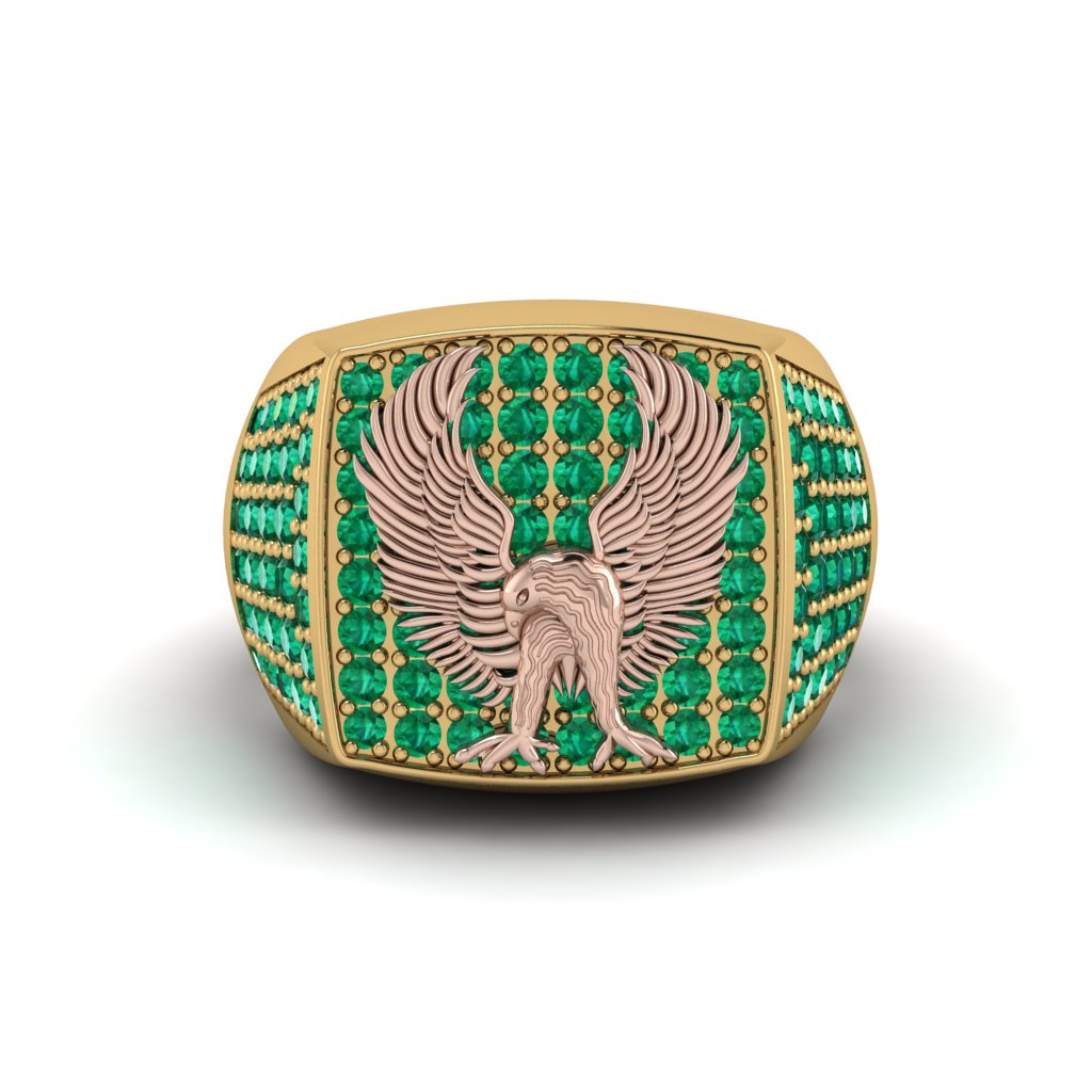 Emeralds Luxury Gold Eagle Ring - Sutton No. 19