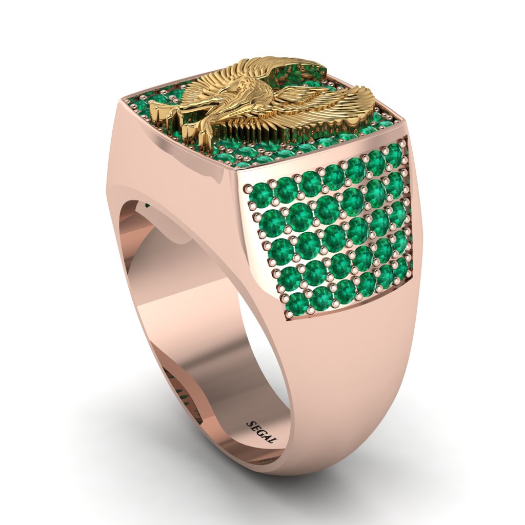 Emeralds Luxury Gold Eagle Ring - Sutton No. 20