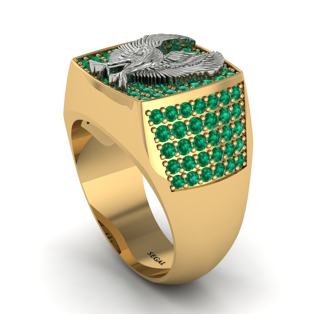 Emeralds Luxury Gold Eagle Ring - Sutton No. 34