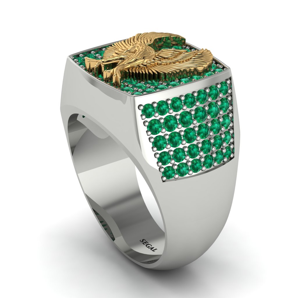 Emeralds Luxury Gold Eagle Ring - Sutton No. 21