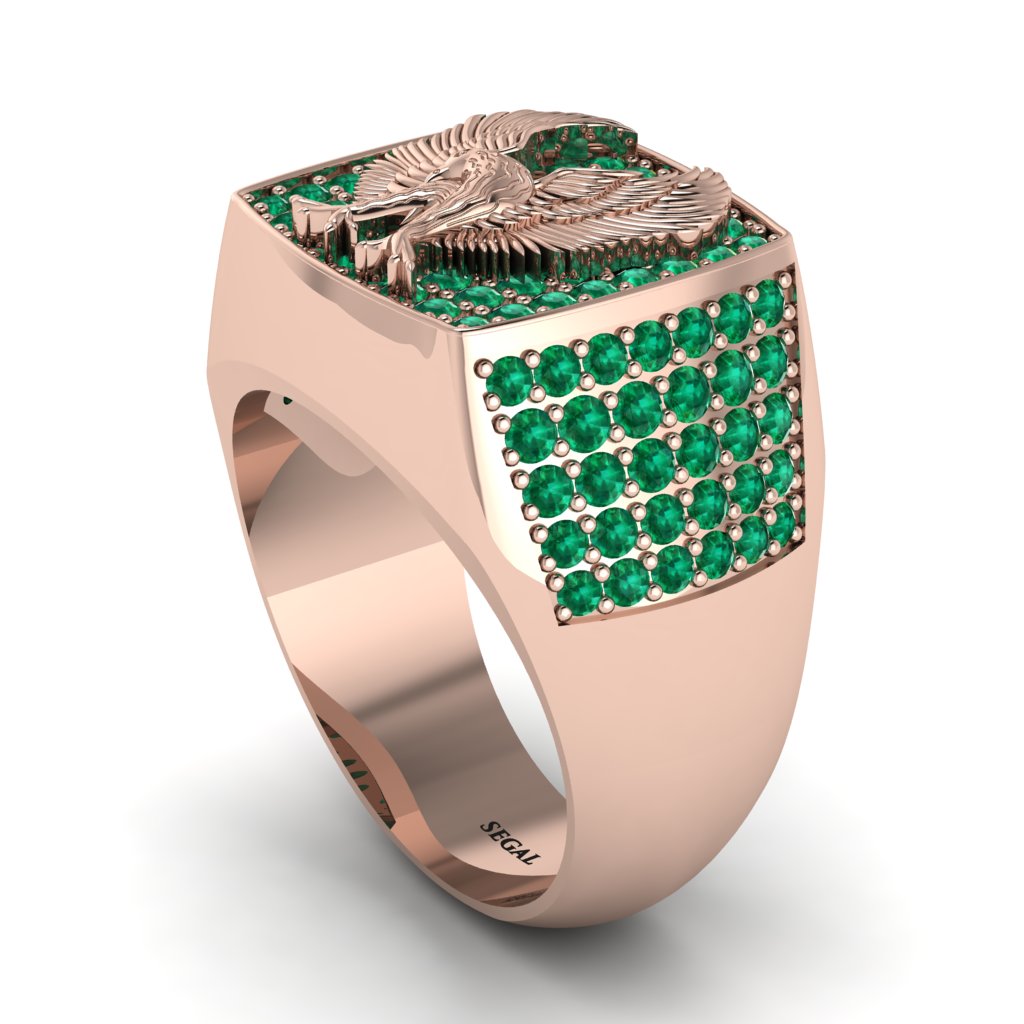 Emeralds Luxury Gold Eagle Ring - Sutton No. 5