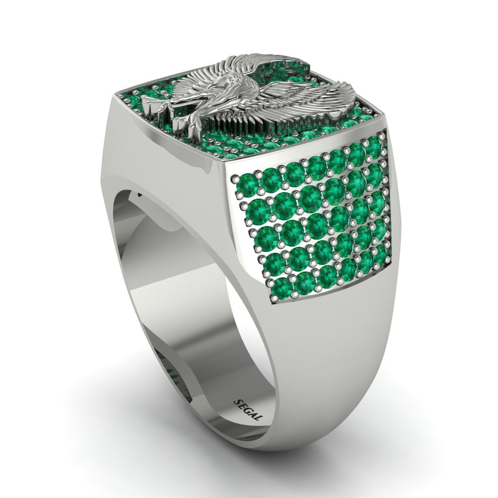 Emeralds Luxury Gold Eagle Ring - Sutton No. 6