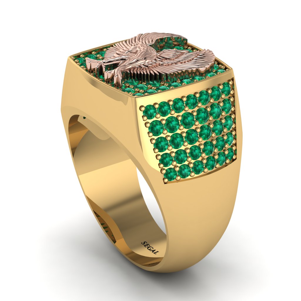 Emeralds Luxury Gold Eagle Ring - Sutton No. 19