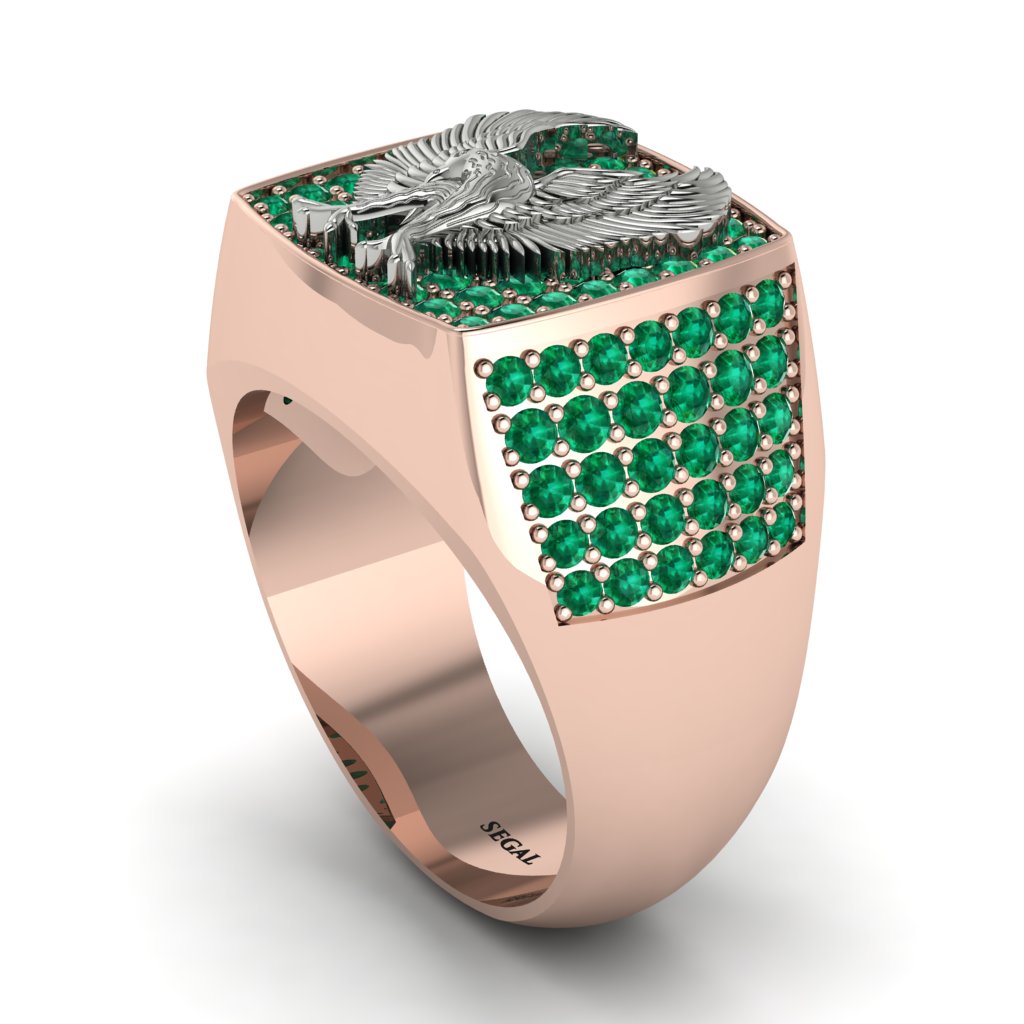 Emeralds Luxury Gold Eagle Ring - Sutton No. 35