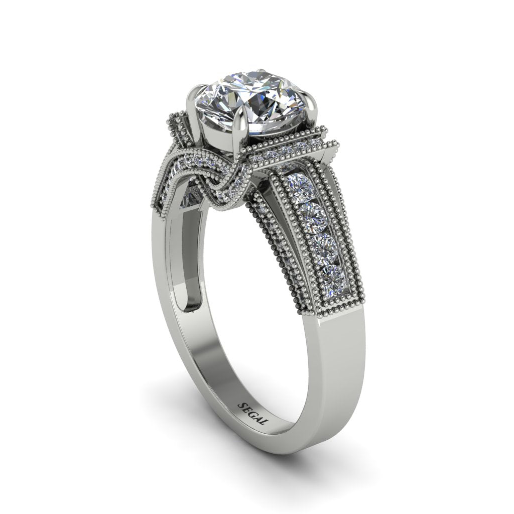 Diamond Eternal Embrace Milgrain Engagement Ring - Fernanda No. 3