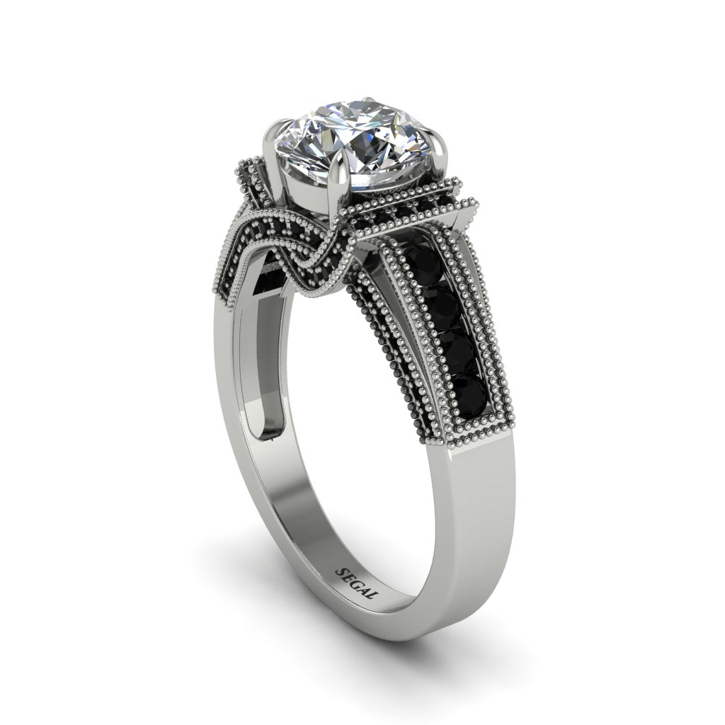 Diamond Eternal Embrace Milgrain Engagement Ring - Fernanda No. 33