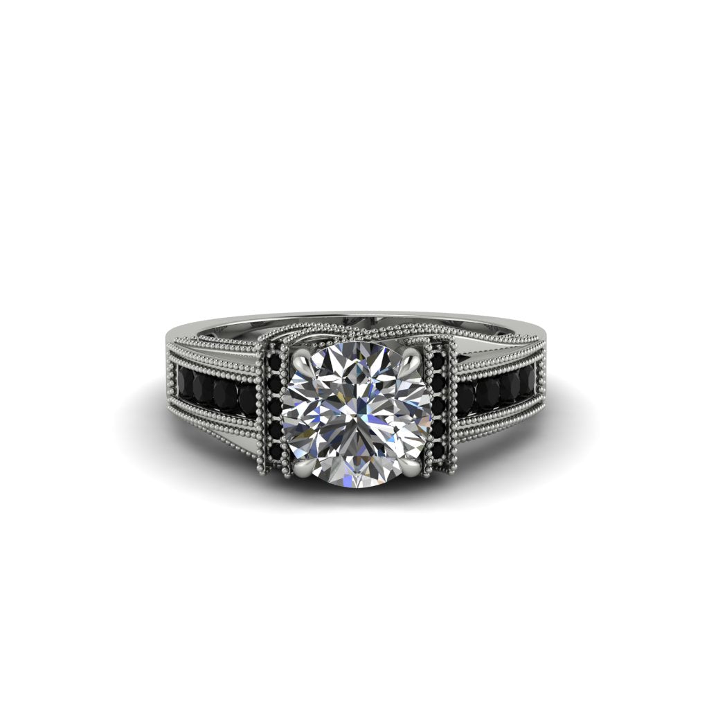 Diamond Eternal Embrace Milgrain Engagement Ring - Fernanda No. 33