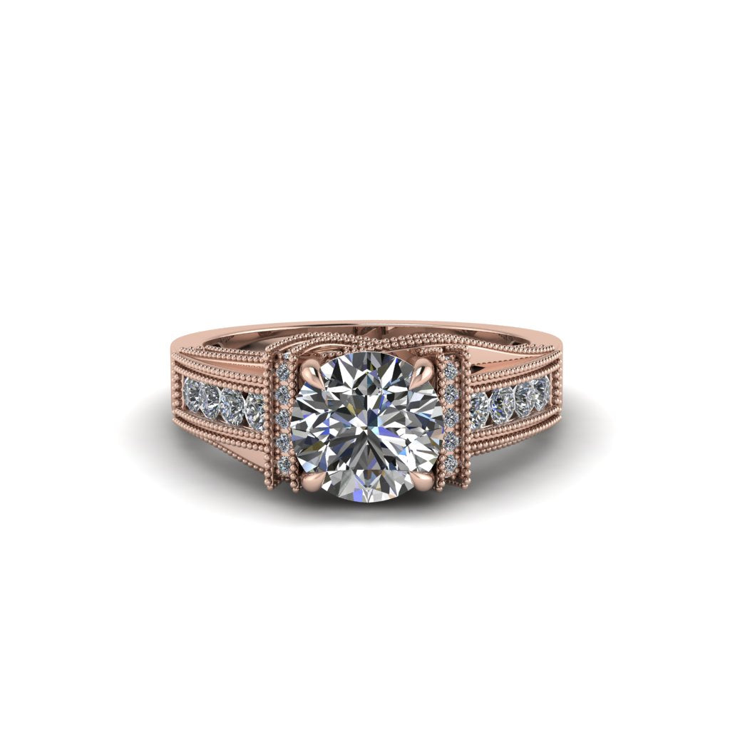 Diamond Eternal Embrace Milgrain Engagement Ring - Fernanda No. 2