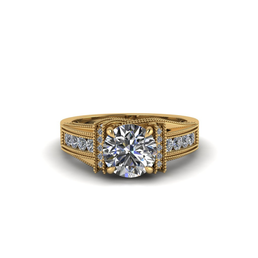 Diamond Eternal Embrace Milgrain Engagement Ring - Fernanda No. 1