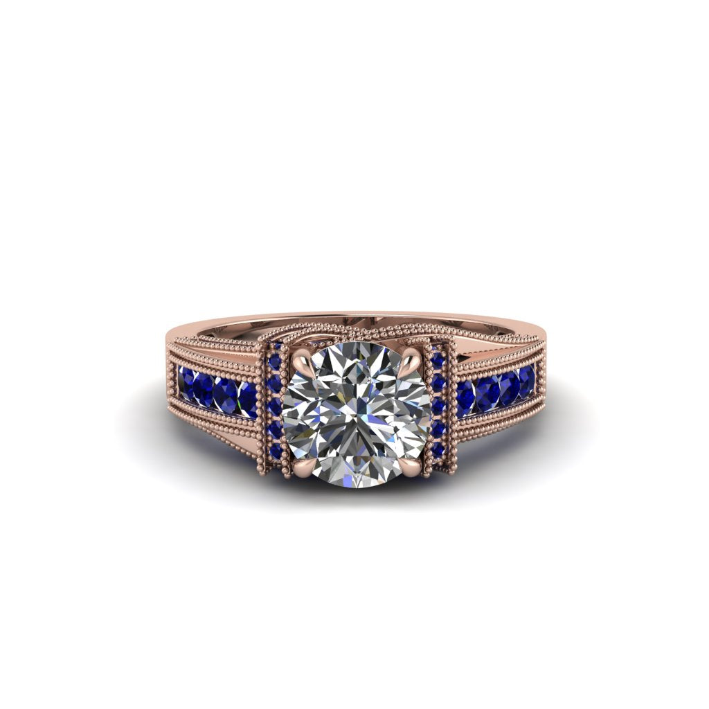 Diamond Eternal Embrace Milgrain Engagement Ring - Fernanda No. 62