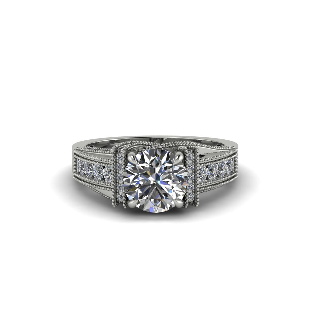 Diamond Eternal Embrace Milgrain Engagement Ring - Fernanda No. 3