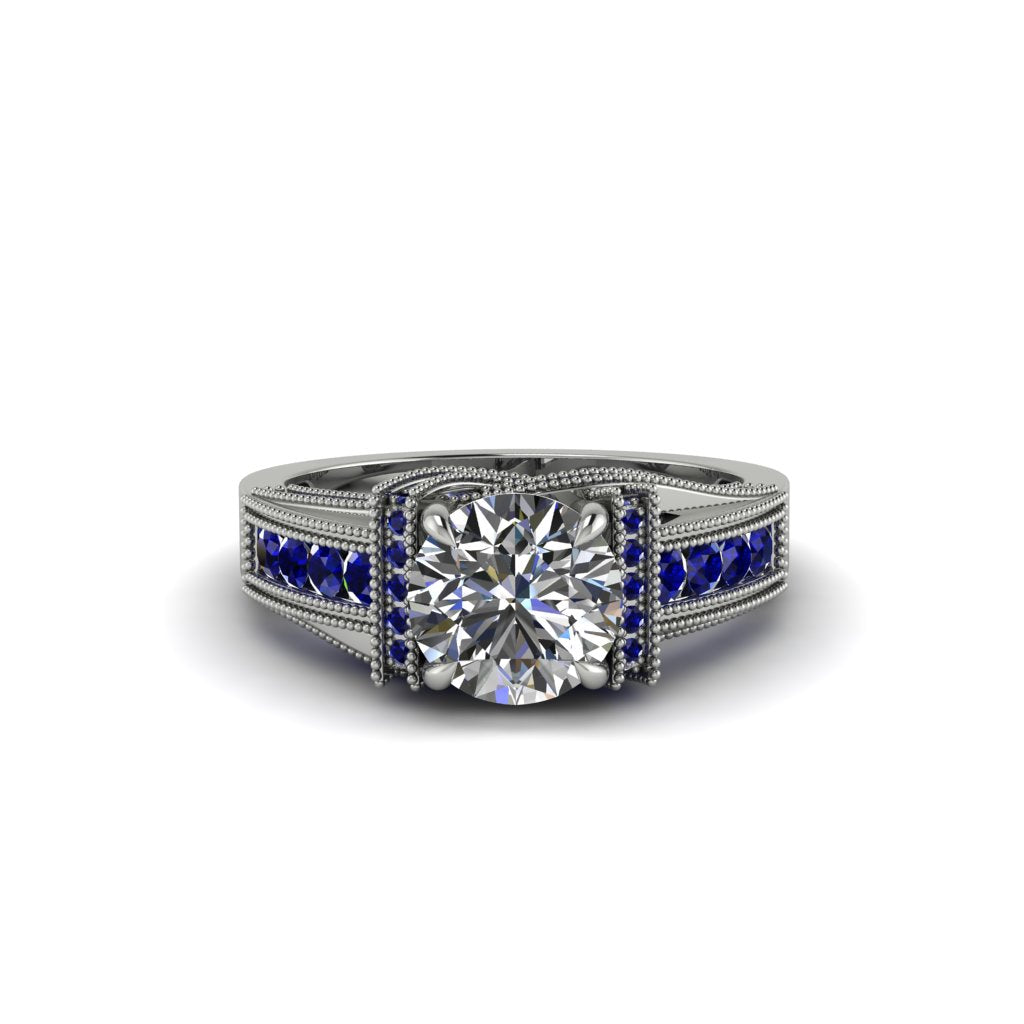 Diamond Eternal Embrace Milgrain Engagement Ring - Fernanda No. 63