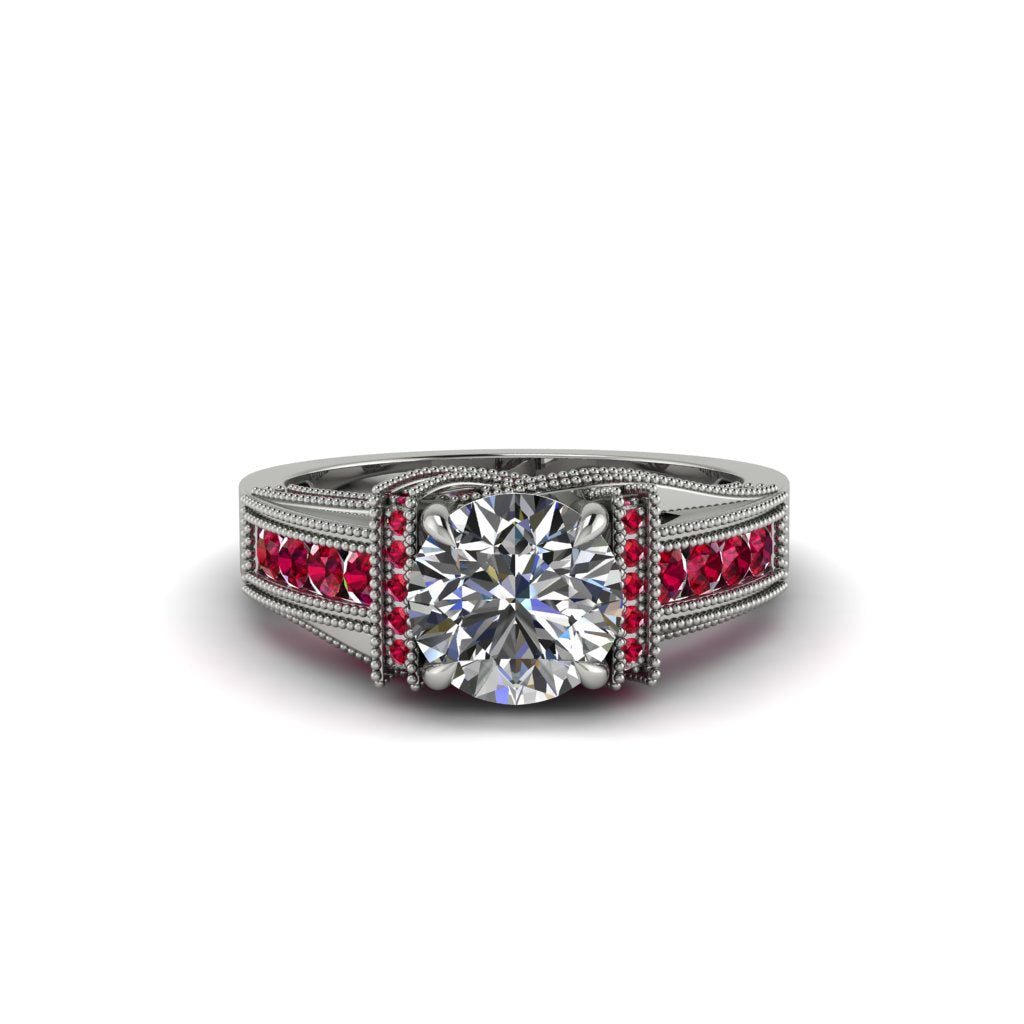 Diamond Eternal Embrace Milgrain Engagement Ring - Fernanda No. 48
