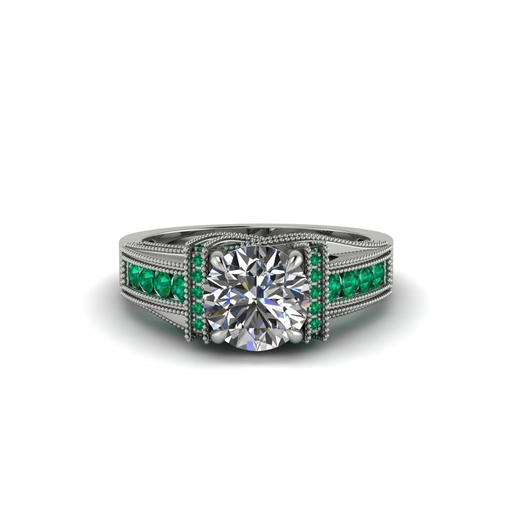 Diamond Eternal Embrace Milgrain Engagement Ring - Fernanda No. 18