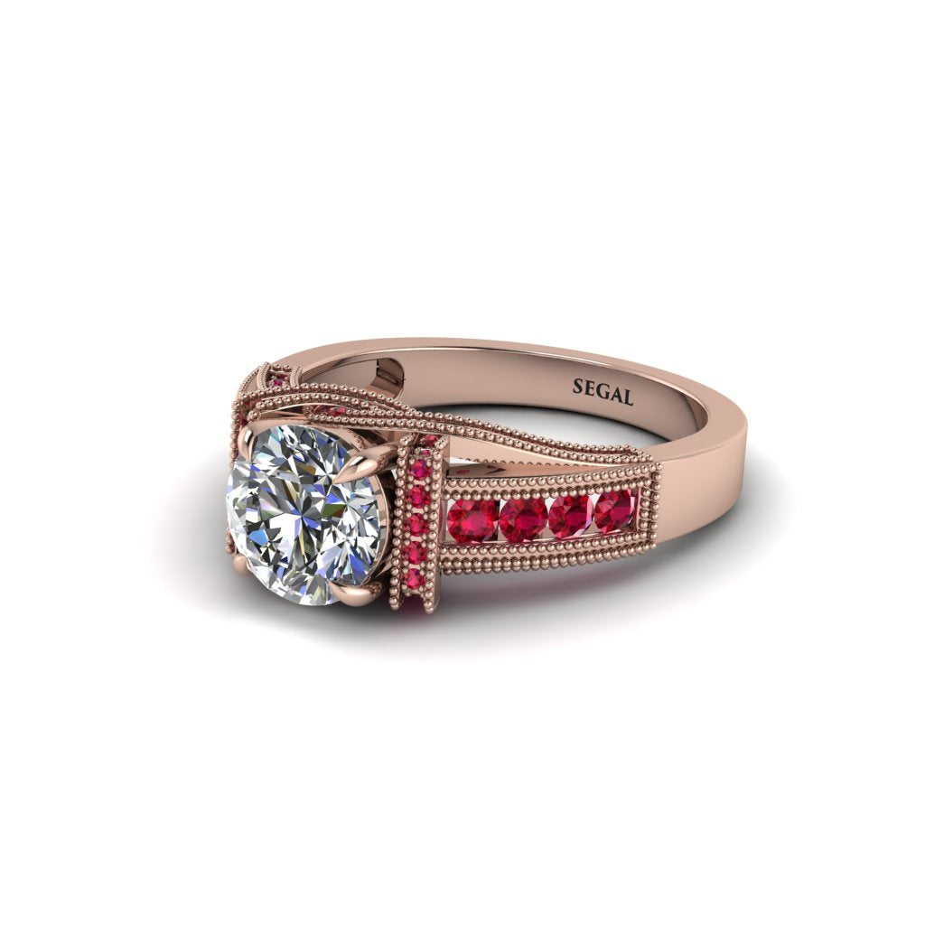 Diamond Eternal Embrace Milgrain Engagement Ring - Fernanda No. 47