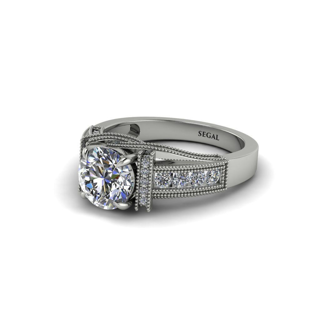 Diamond Eternal Embrace Milgrain Engagement Ring - Fernanda No. 3