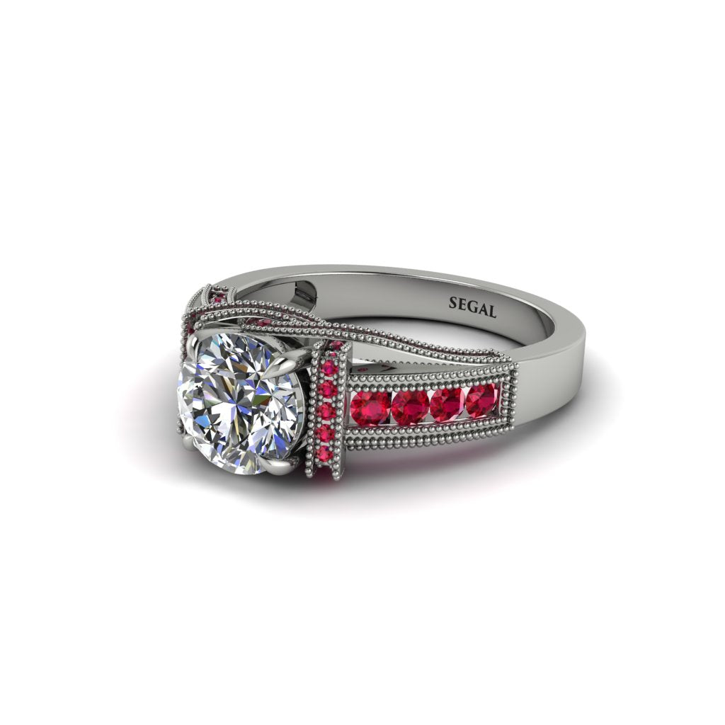 Diamond Eternal Embrace Milgrain Engagement Ring - Fernanda No. 48