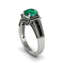 Emerald Eternal Embrace Milgrain Engagement Ring - Fernanda No. 36 image 1