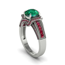 Emerald Eternal Embrace Milgrain Engagement Ring - Fernanda No. 51 image 1