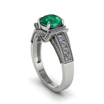 Emerald Eternal Embrace Milgrain Engagement Ring - Fernanda No. 6 image 1