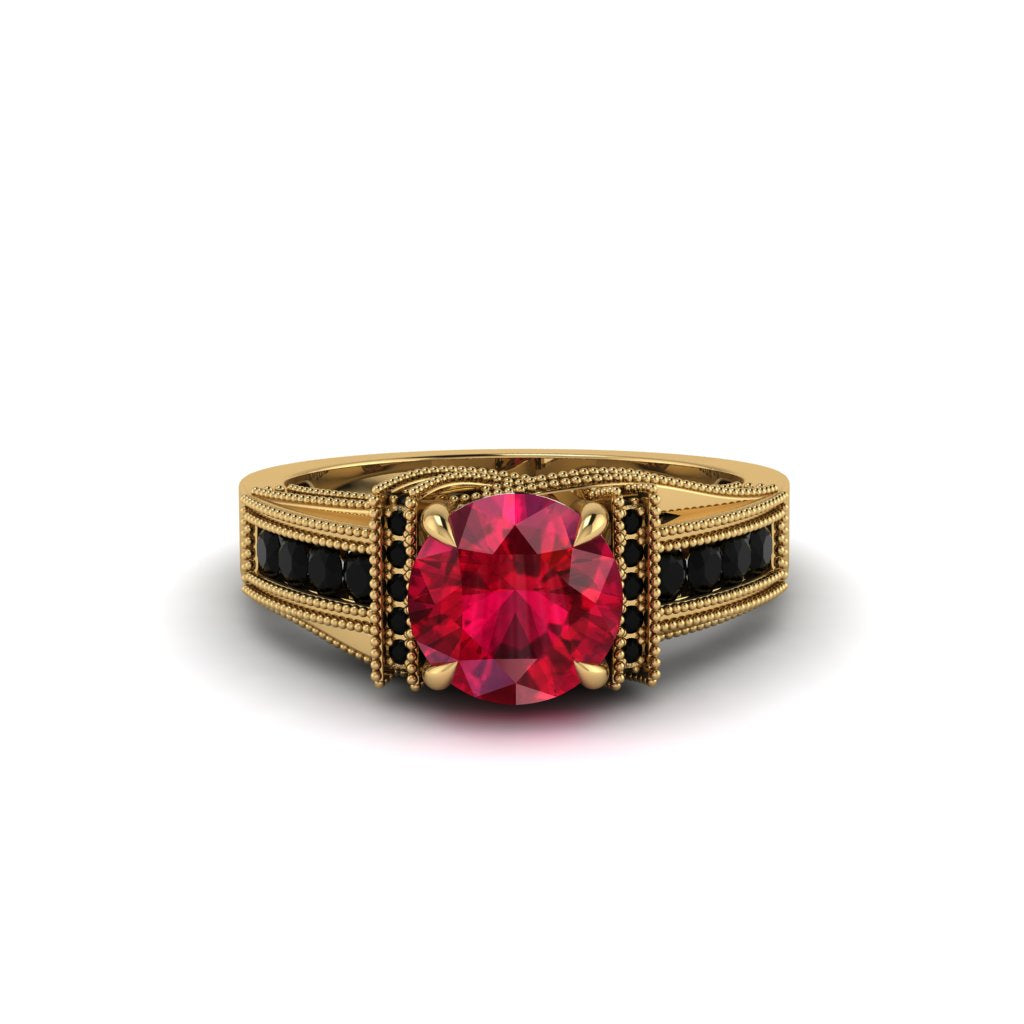 Ruby Eternal Embrace Milgrain Engagement Ring - Fernanda No. 40
