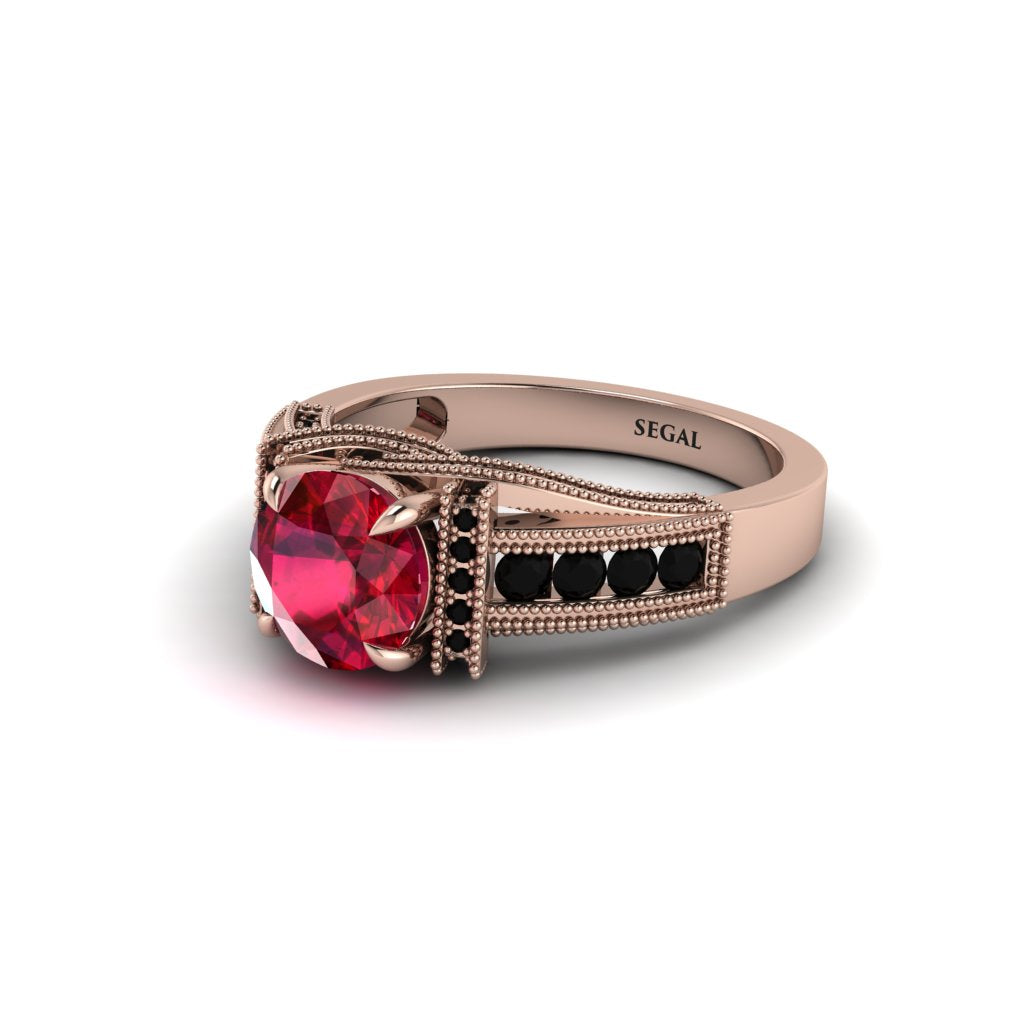 Ruby Eternal Embrace Milgrain Engagement Ring - Fernanda No. 41