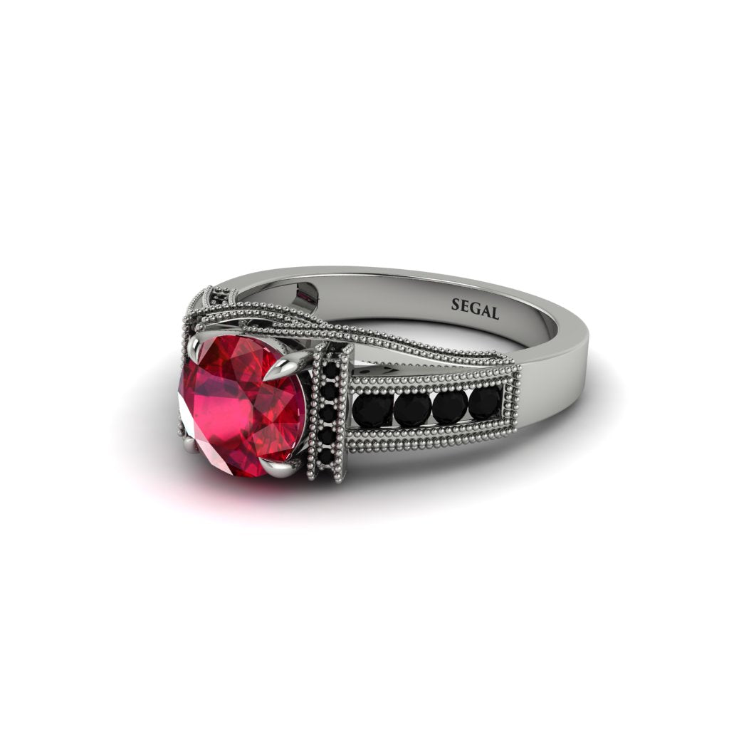 Ruby Eternal Embrace Milgrain Engagement Ring - Fernanda No. 42