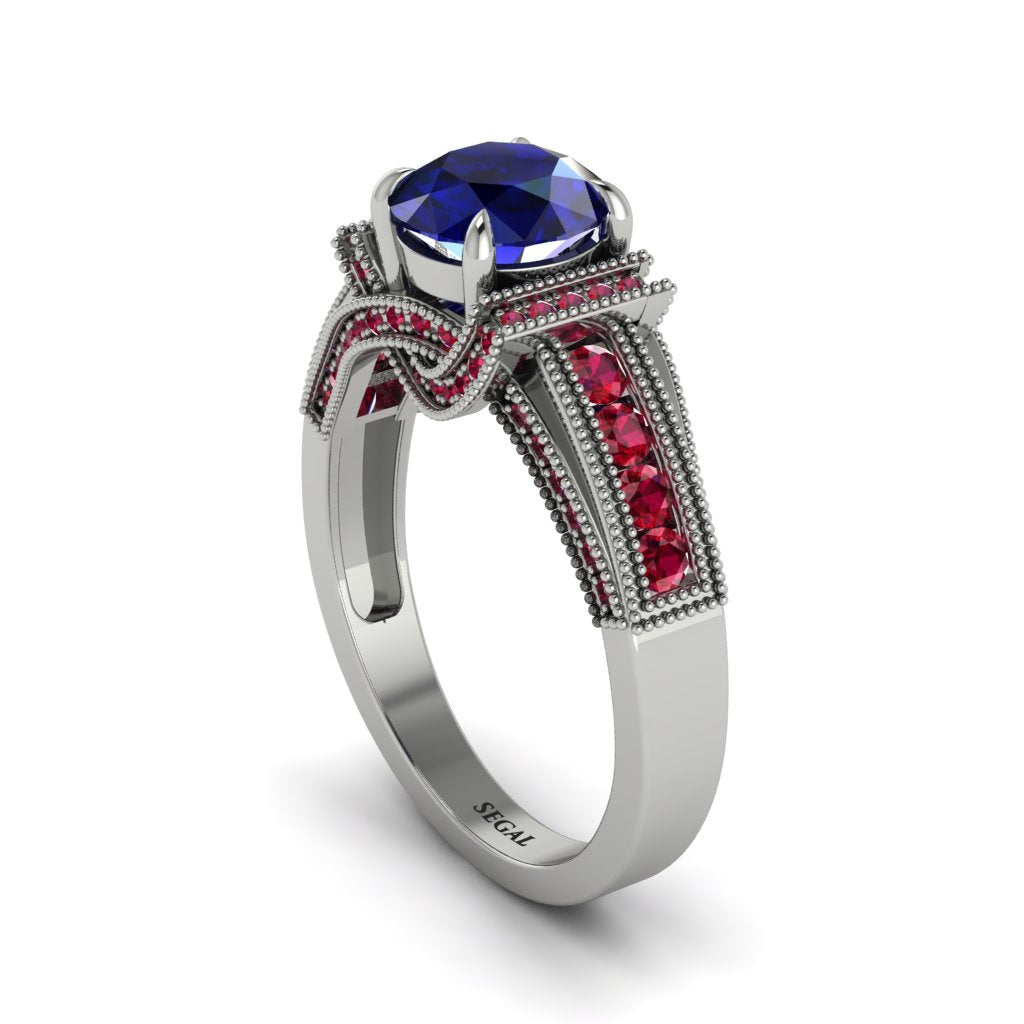Sapphire Eternal Embrace Milgrain Engagement Ring - Fernanda No. 60