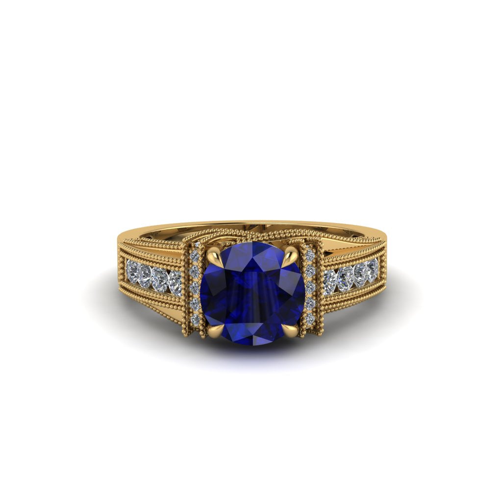 Sapphire Eternal Embrace Milgrain Engagement Ring - Fernanda No. 13