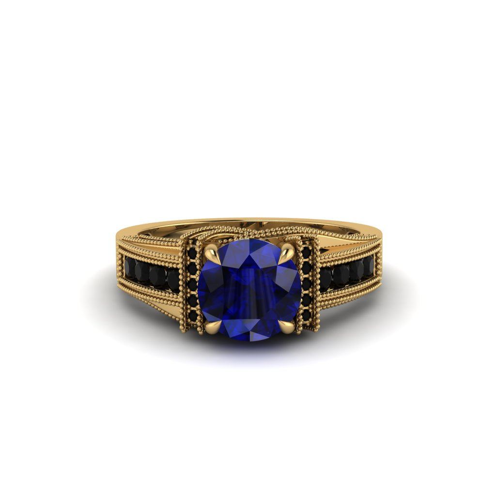 Sapphire Eternal Embrace Milgrain Engagement Ring - Fernanda No. 43