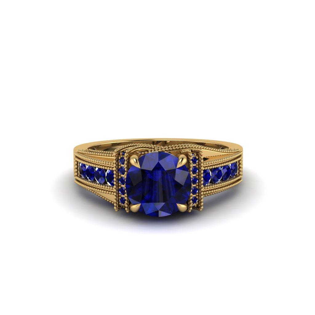 Sapphire Eternal Embrace Milgrain Engagement Ring - Fernanda No. 73