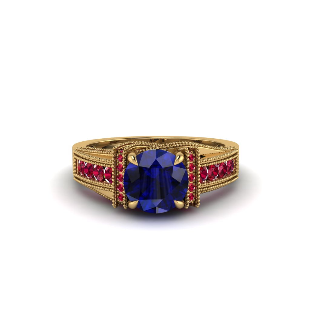 Sapphire Eternal Embrace Milgrain Engagement Ring - Fernanda No. 58