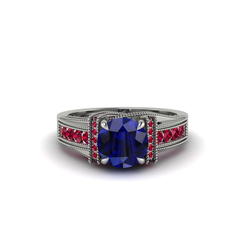 Sapphire Eternal Embrace Milgrain Engagement Ring - Fernanda No. 60