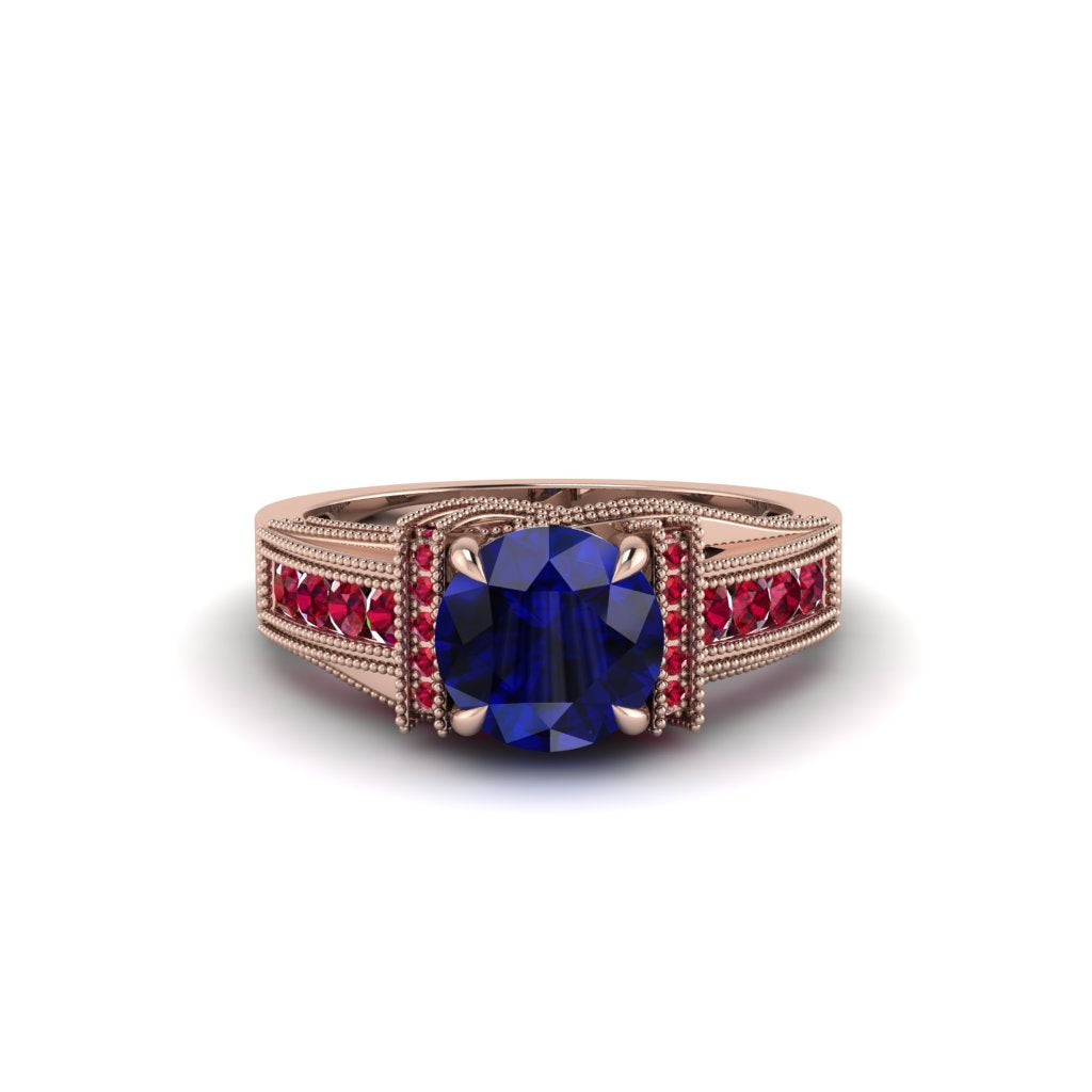 Sapphire Eternal Embrace Milgrain Engagement Ring - Fernanda No. 59