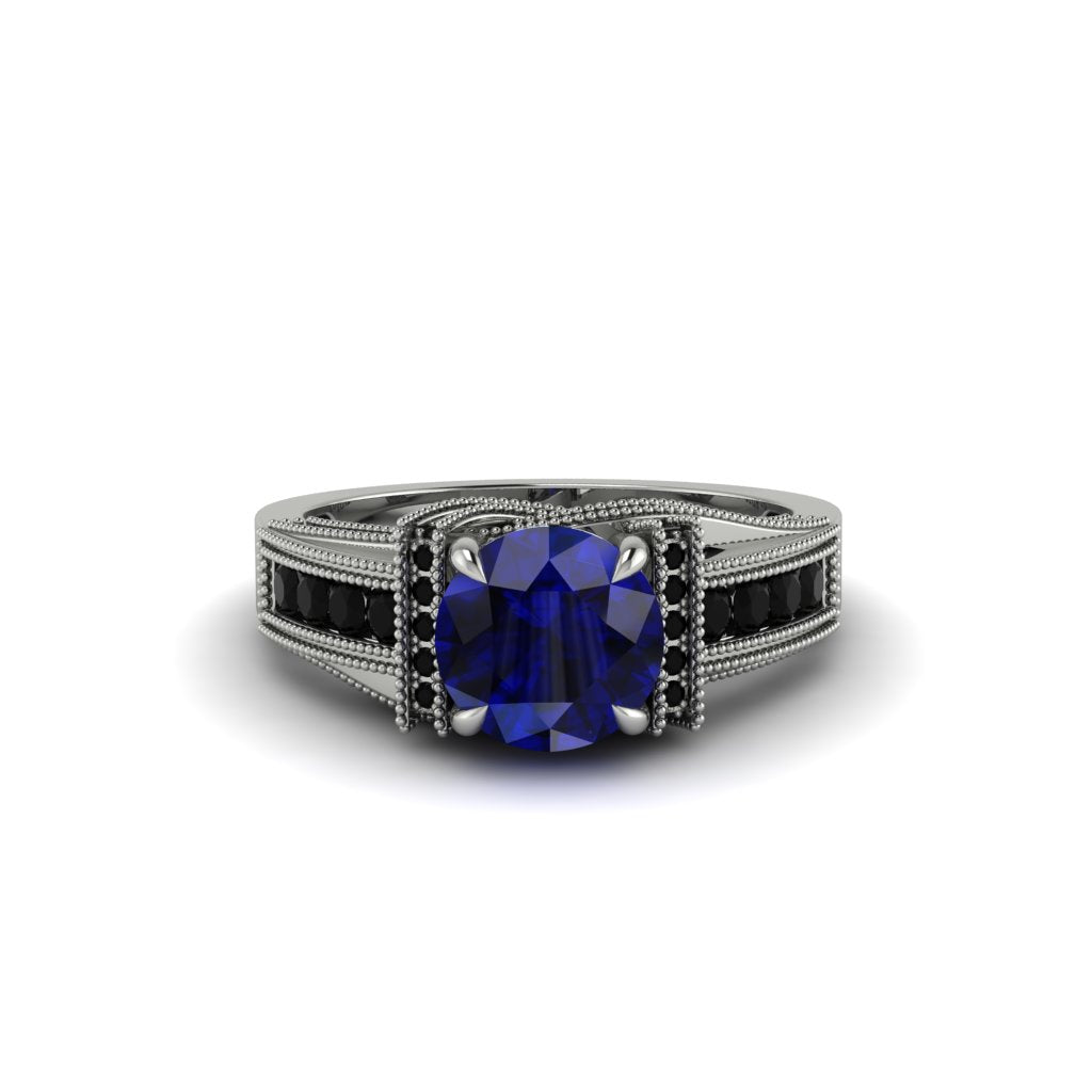 Sapphire Eternal Embrace Milgrain Engagement Ring - Fernanda No. 45