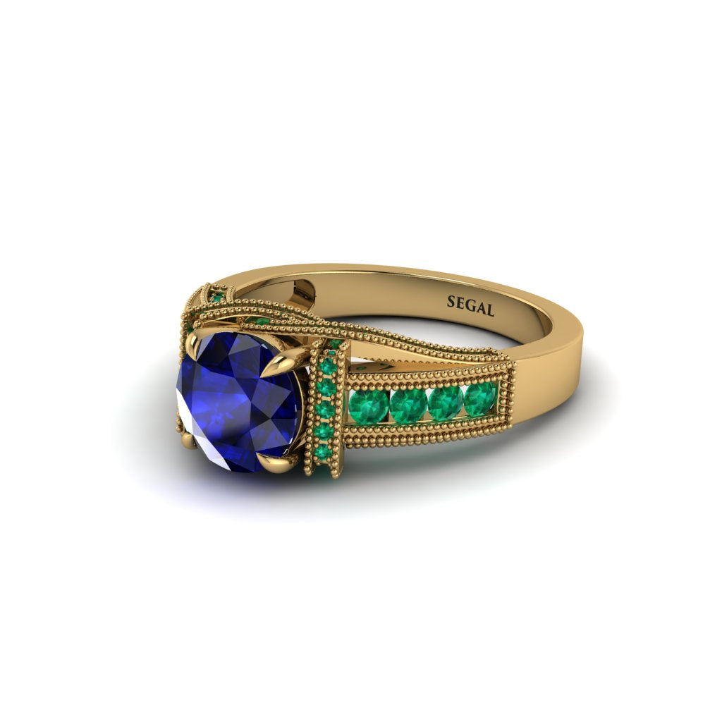 Sapphire Eternal Embrace Milgrain Engagement Ring - Fernanda No. 28