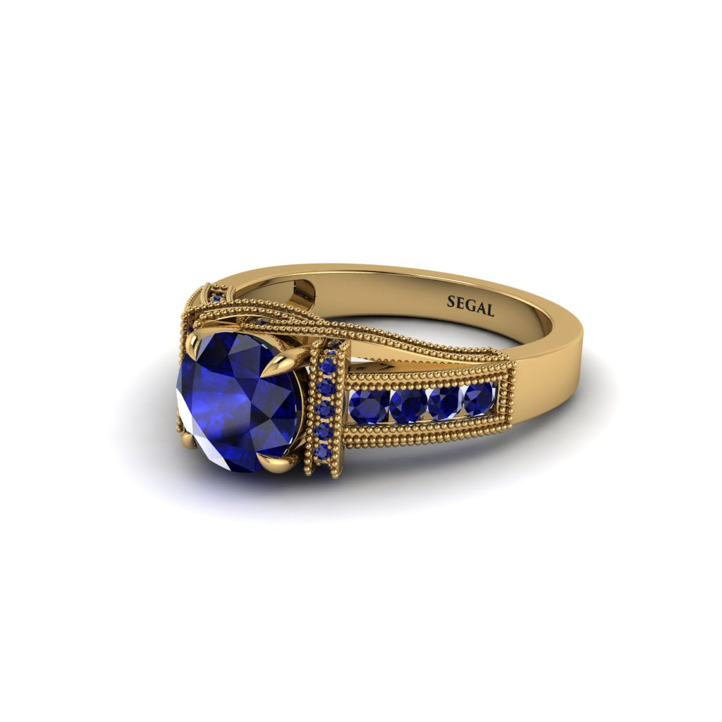 Sapphire Eternal Embrace Milgrain Engagement Ring - Fernanda No. 73