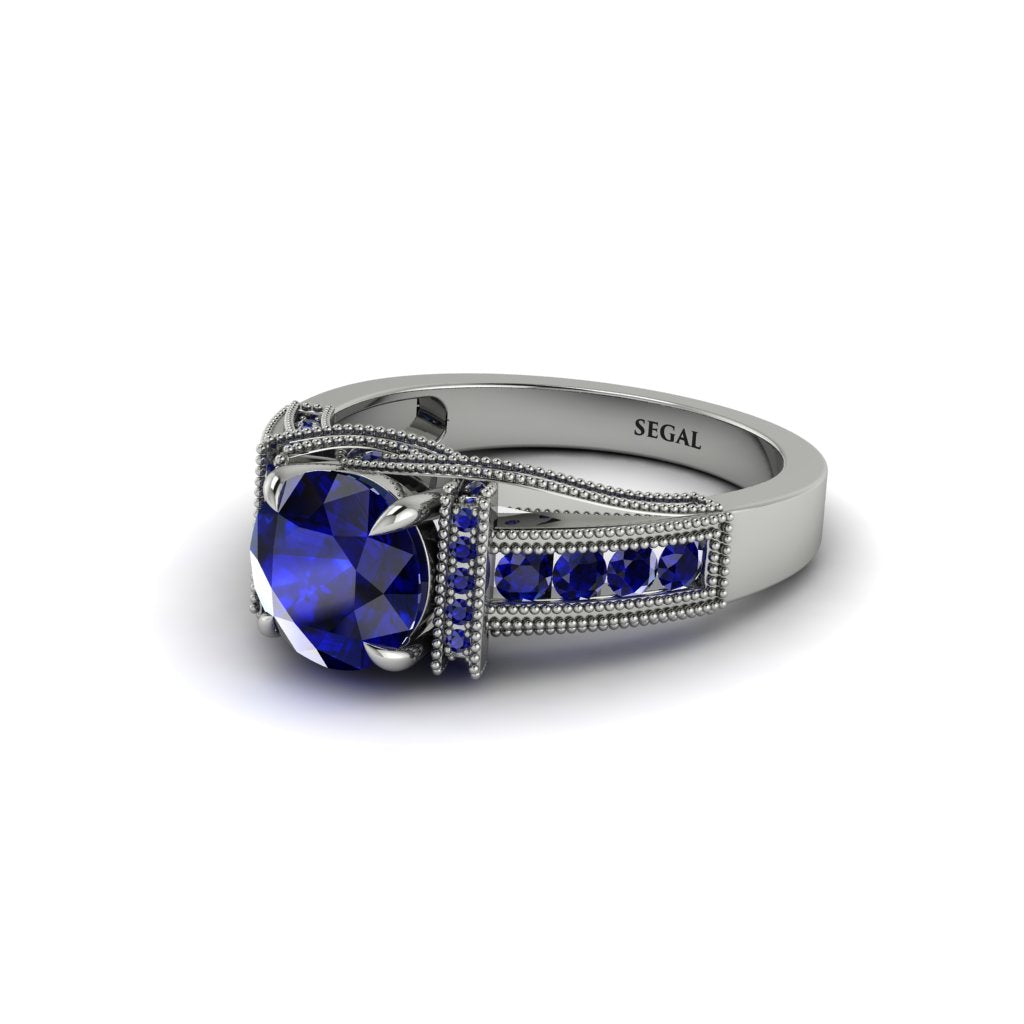 Sapphire Eternal Embrace Milgrain Engagement Ring - Fernanda No. 75