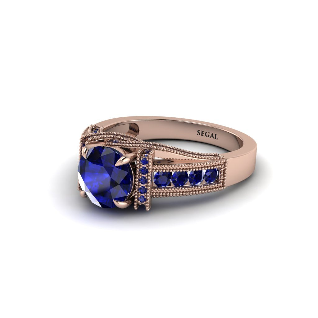 Sapphire Eternal Embrace Milgrain Engagement Ring - Fernanda No. 74