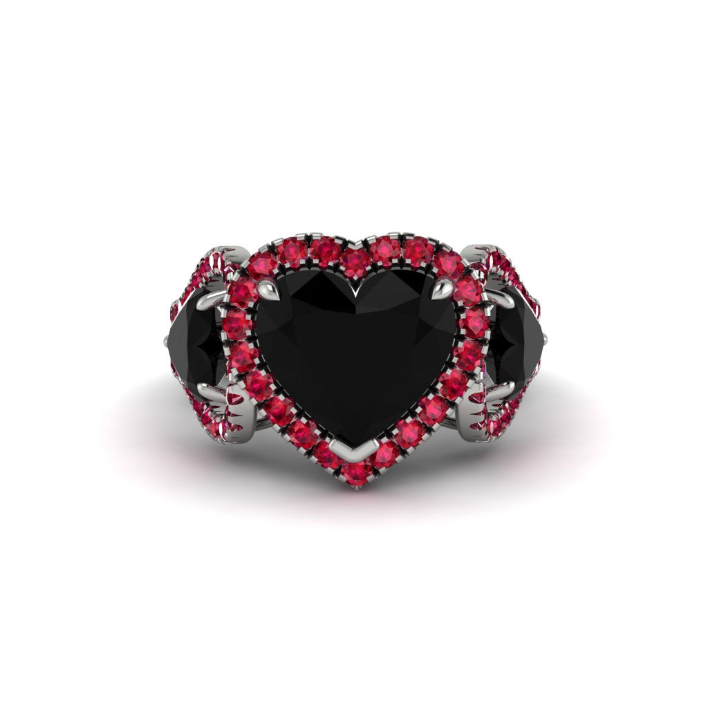 Black Diamond Eternal Heartbeat Engagement Ring - Aylin No. 54