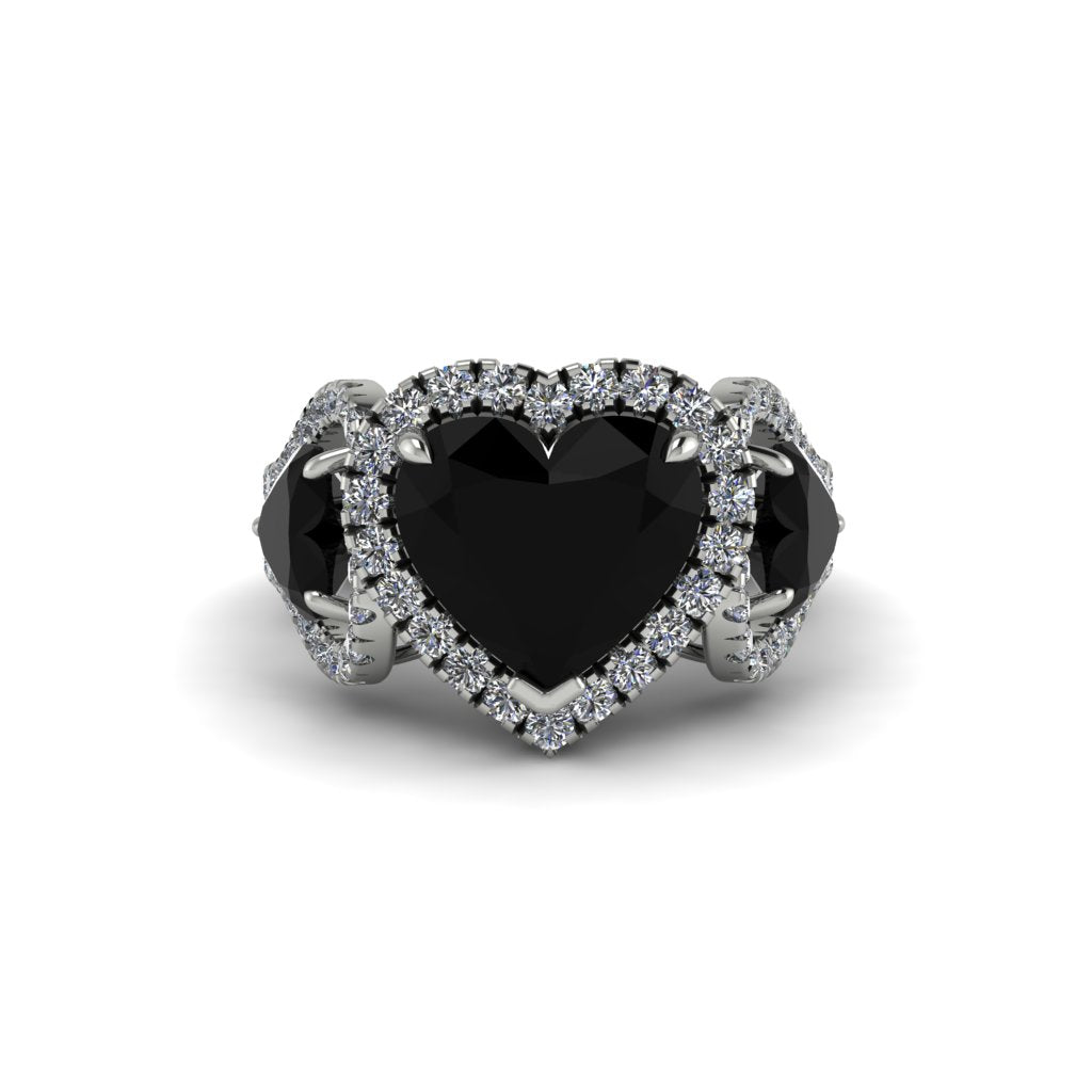 Black Diamond Eternal Heartbeat Engagement Ring - Aylin No. 9