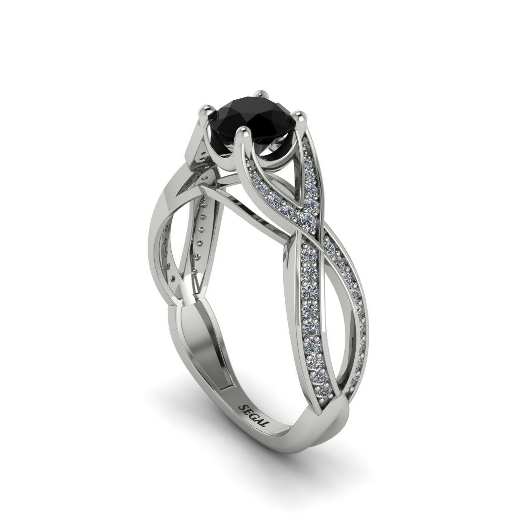 Black Diamond Eternal Twist Engagement Ring - Maisie No. 9