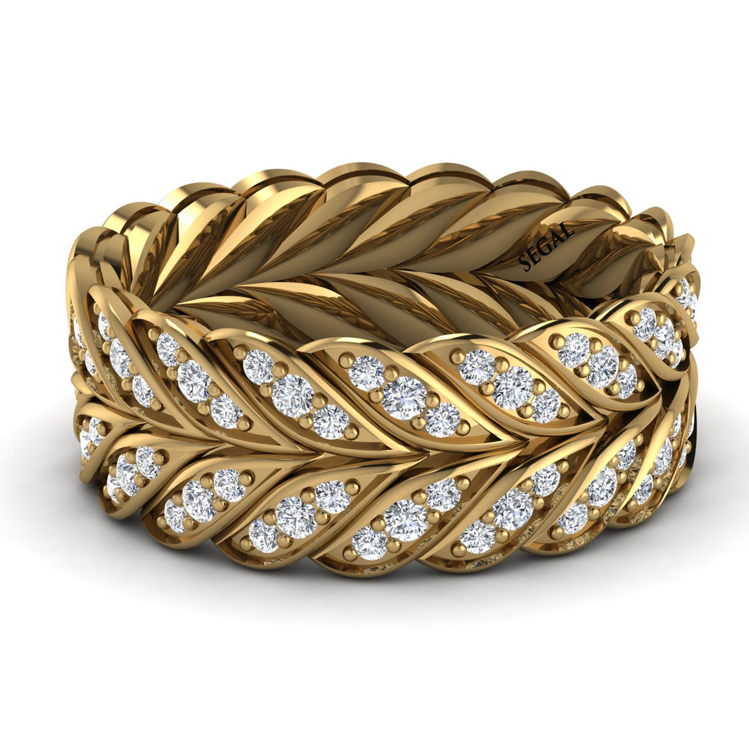 Diamond Eternity Leaf Gold Wedding Ring - Kara No. 1