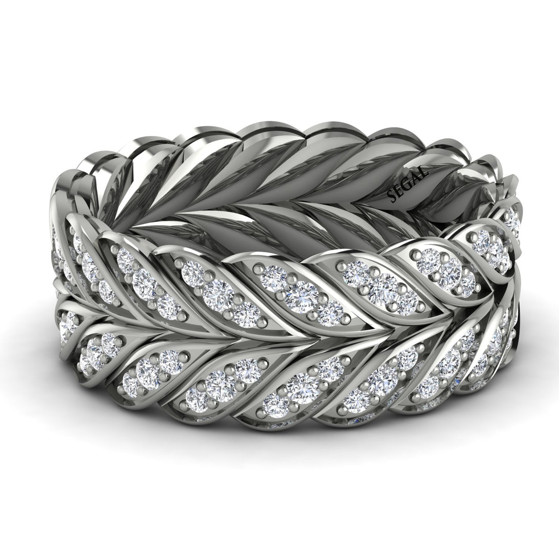 Diamond Eternity Leaf Gold Wedding Ring - Kara No. 3